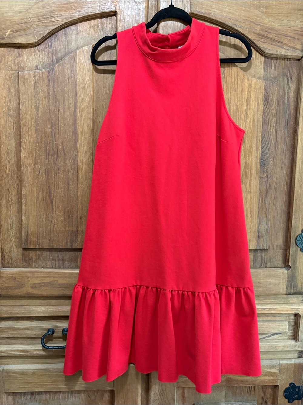 Anthropologie Bright Red Sleeveless Maxi Dress with Ruffle Hem